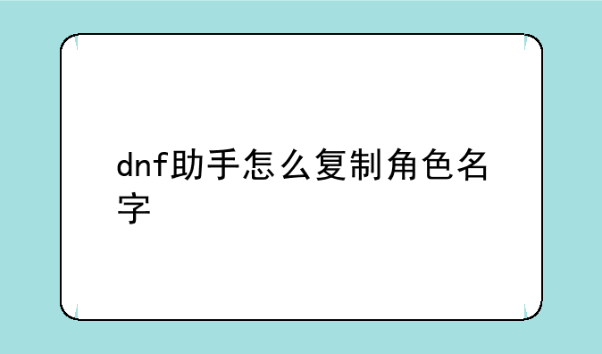 dnf助手怎么复制角色名字