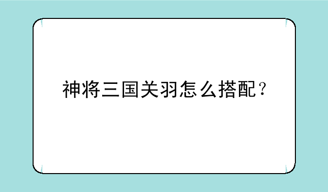 神将三国关羽怎么搭配？