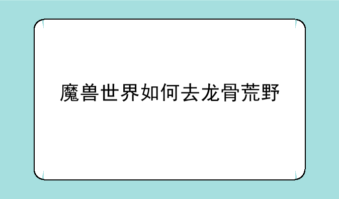 魔兽世界如何去龙骨荒野
