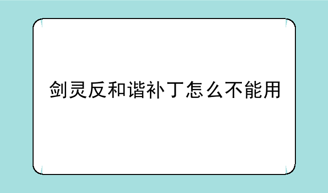 剑灵反和谐补丁怎么不能用
