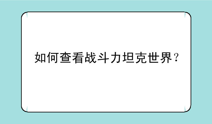 如何查看战斗力坦克世界？