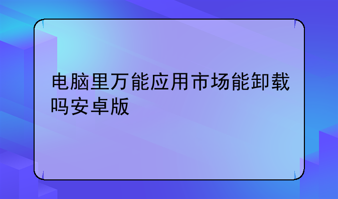 电脑里万能应用市场能卸载吗安卓版