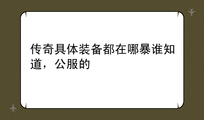 传奇具体装备都在哪暴谁知道，公服的