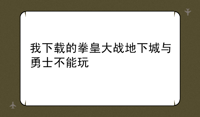 我下载的拳皇大战地下城与勇士不能玩