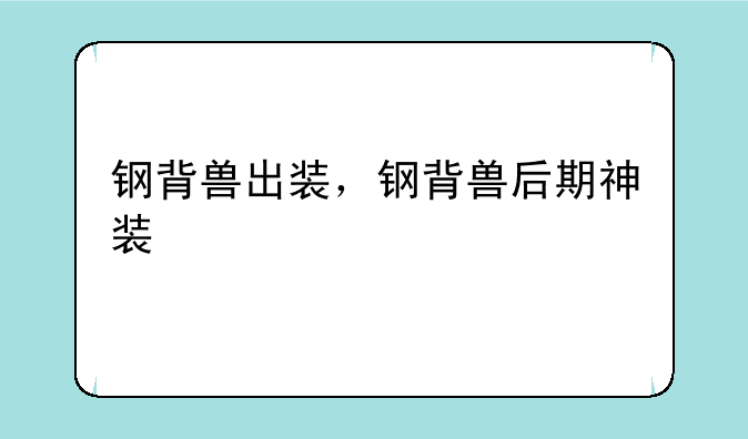 钢背兽出装，钢背兽后期神装