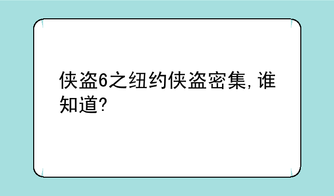侠盗6之纽约侠盗密集,谁知道?
